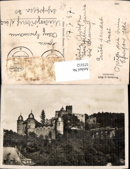 573112, Photo AK Wertheim am Main Castle Ruins