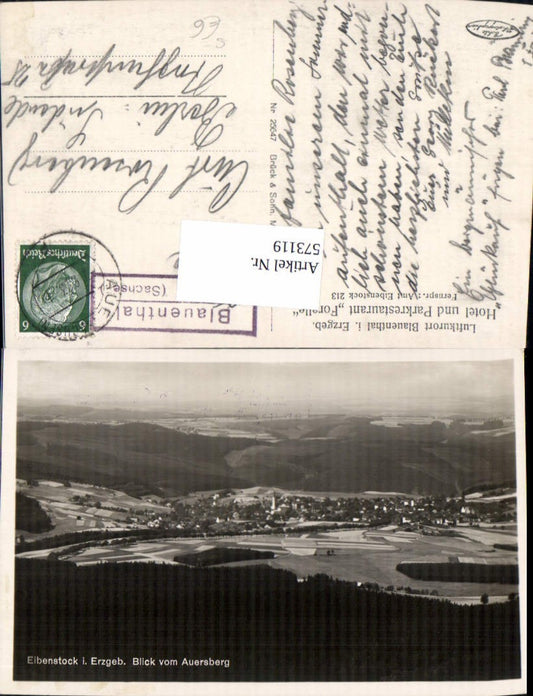 573119,Eibenstock Erzgebirge Blick v. Auersberg Stempel Blauentahl über Aue Sachsen