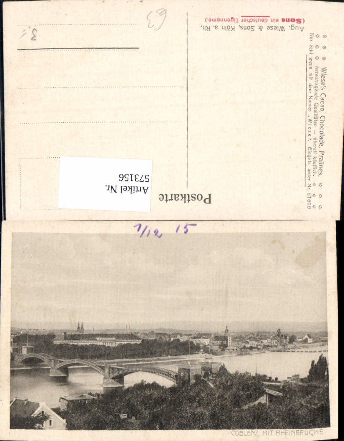 573156,Koblenz Coblenz m. Rheinbrücke