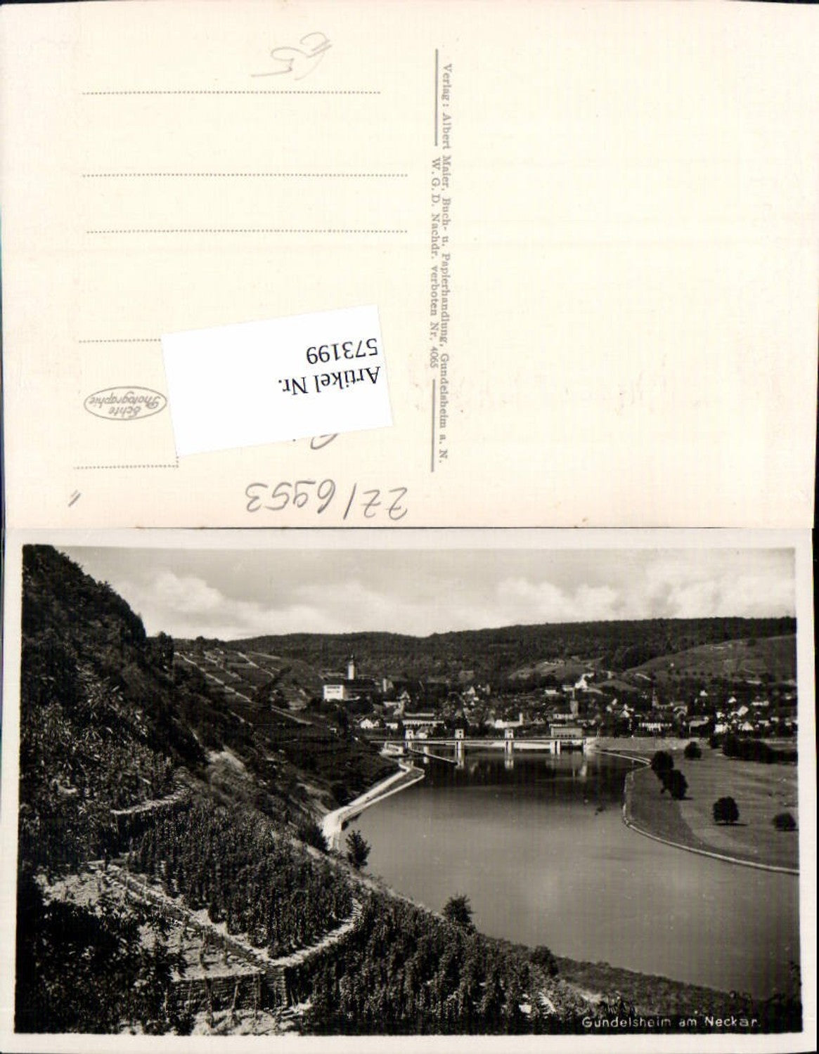 573199,Foto Ak Gundelsheim a. Neckar Ansicht m. Brücke