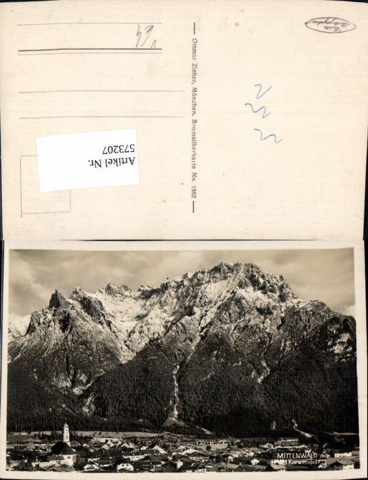 573207, Photo Ak Mittenwald m. Karwendel pub Ottmar Zieher 1802