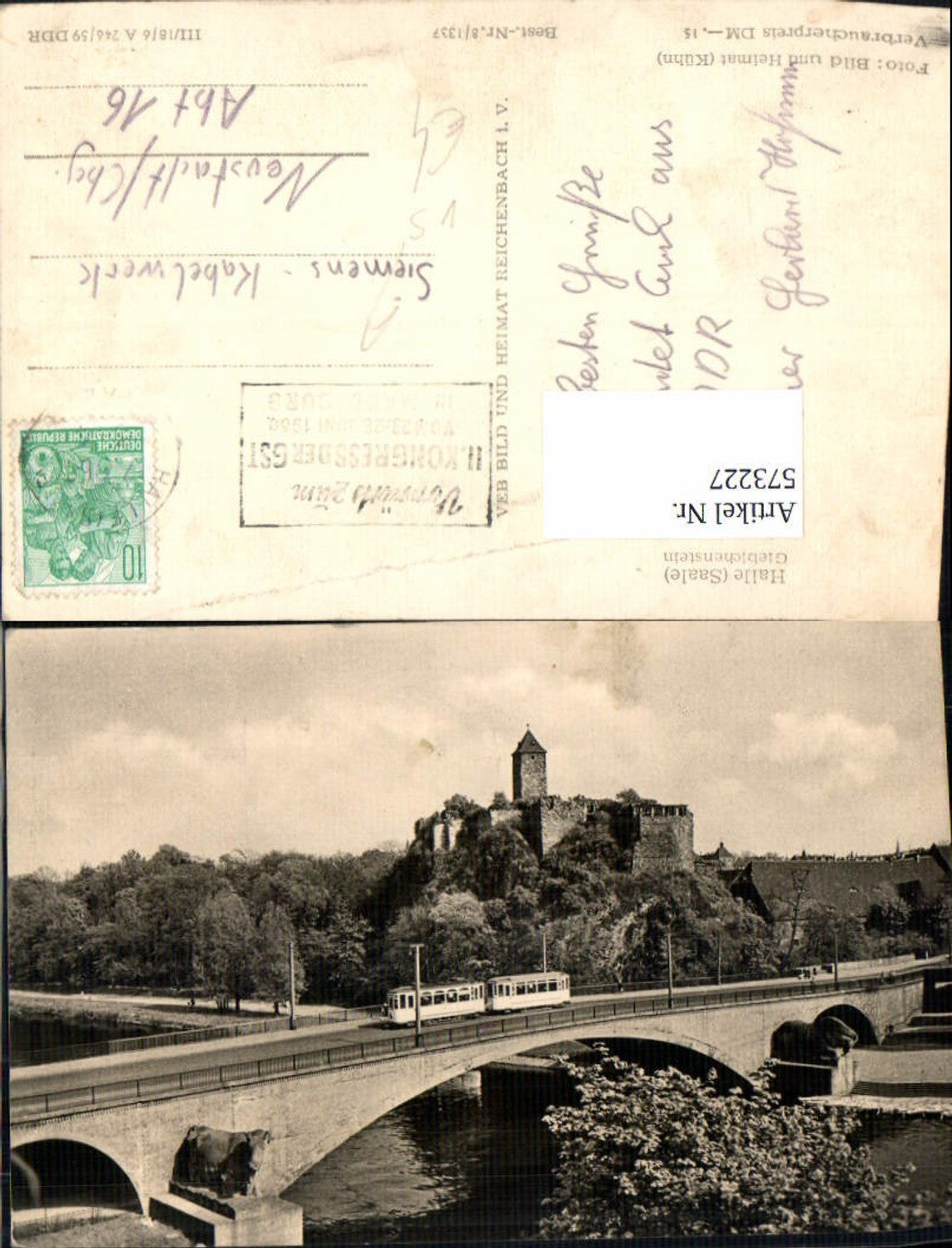 573227,Halle Saale Giebichenstein Stempel II Kongress d. GST Magdeburg 1960