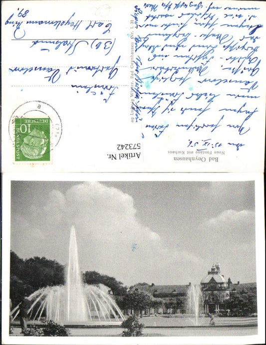573242,Bad Oeynhausen Neue Fontäne m. Kurhaus Springbrunnen Brunnen