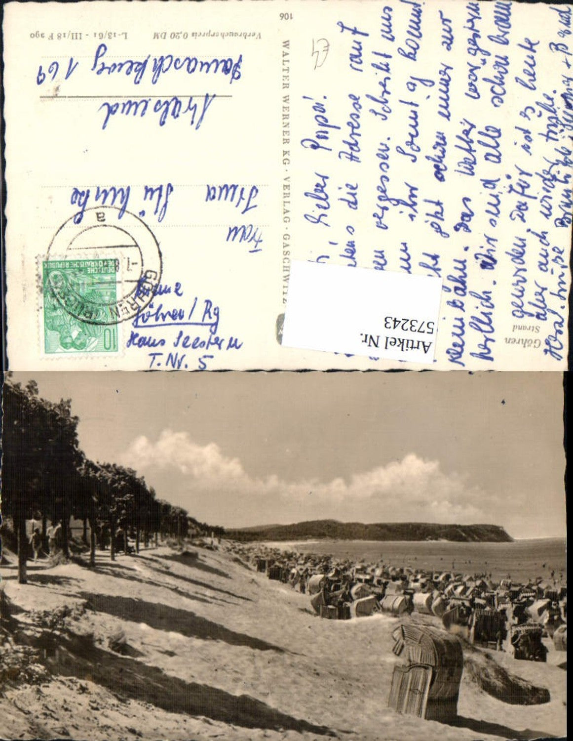 573243,Foto Ak Göhren Strand Strandleben Insel Rügen