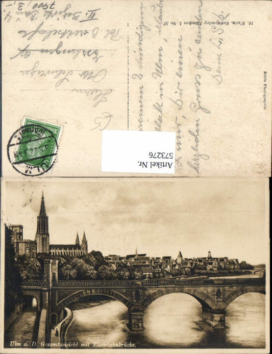 573276, Ulm on the Danube, general view with railway bridge