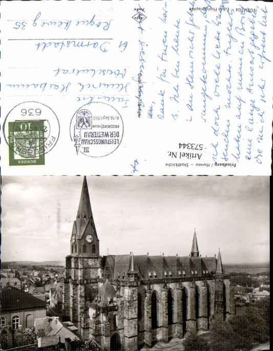 573344,Foto Ak Friedberg Hessen Stadtkirche