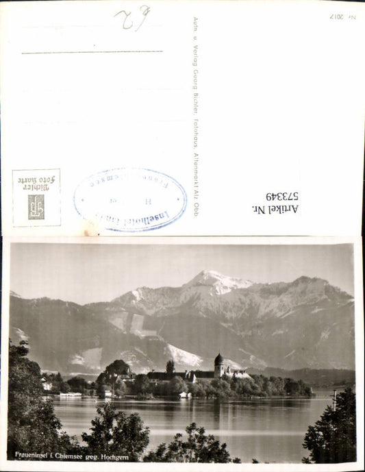 573349, Photo Ak Chiemsee Fraueninsel opposite Hochgern