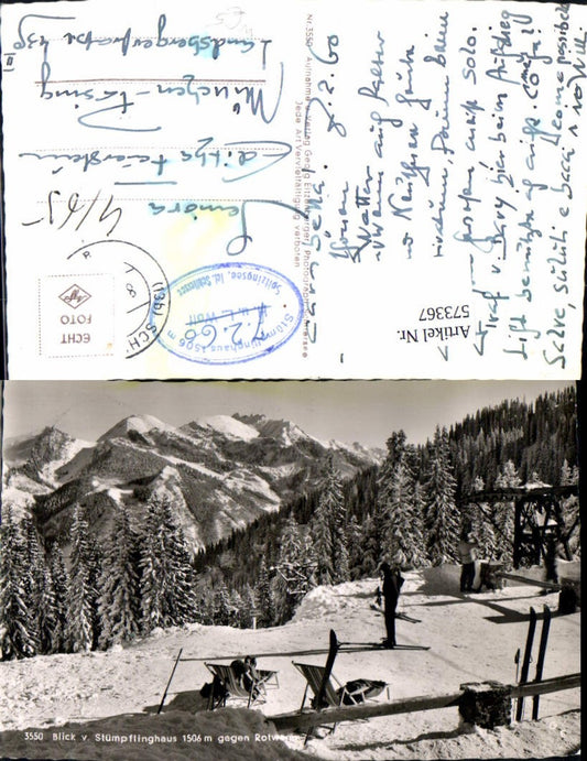 573367, Photo Ak View from Stümpflinghaus Skiing Winter sports near Spitzingsee Schliersee