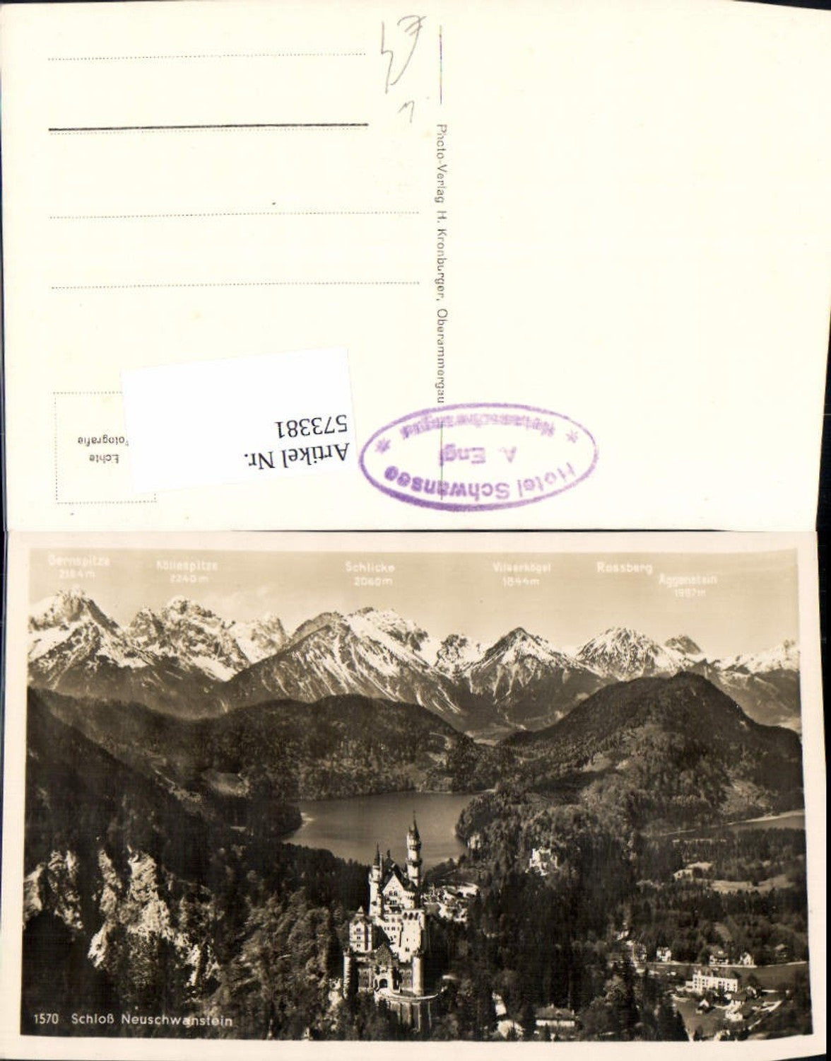 573381, Photo Ak Schwangau Hohenschwangau Neuschwanstein Castle pub H. Kronburger 1570