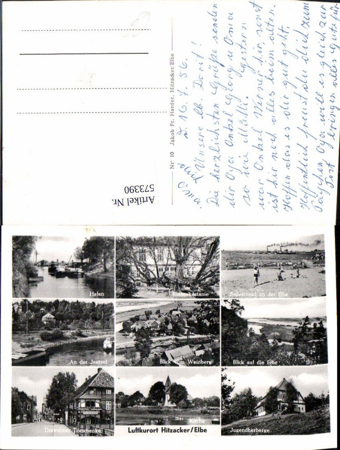 573390,Mehrbild Ak Hitzacker Elbe Hafen Kirche Badestrand