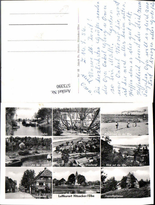 573390,Mehrbild Ak Hitzacker Elbe Hafen Kirche Badestrand