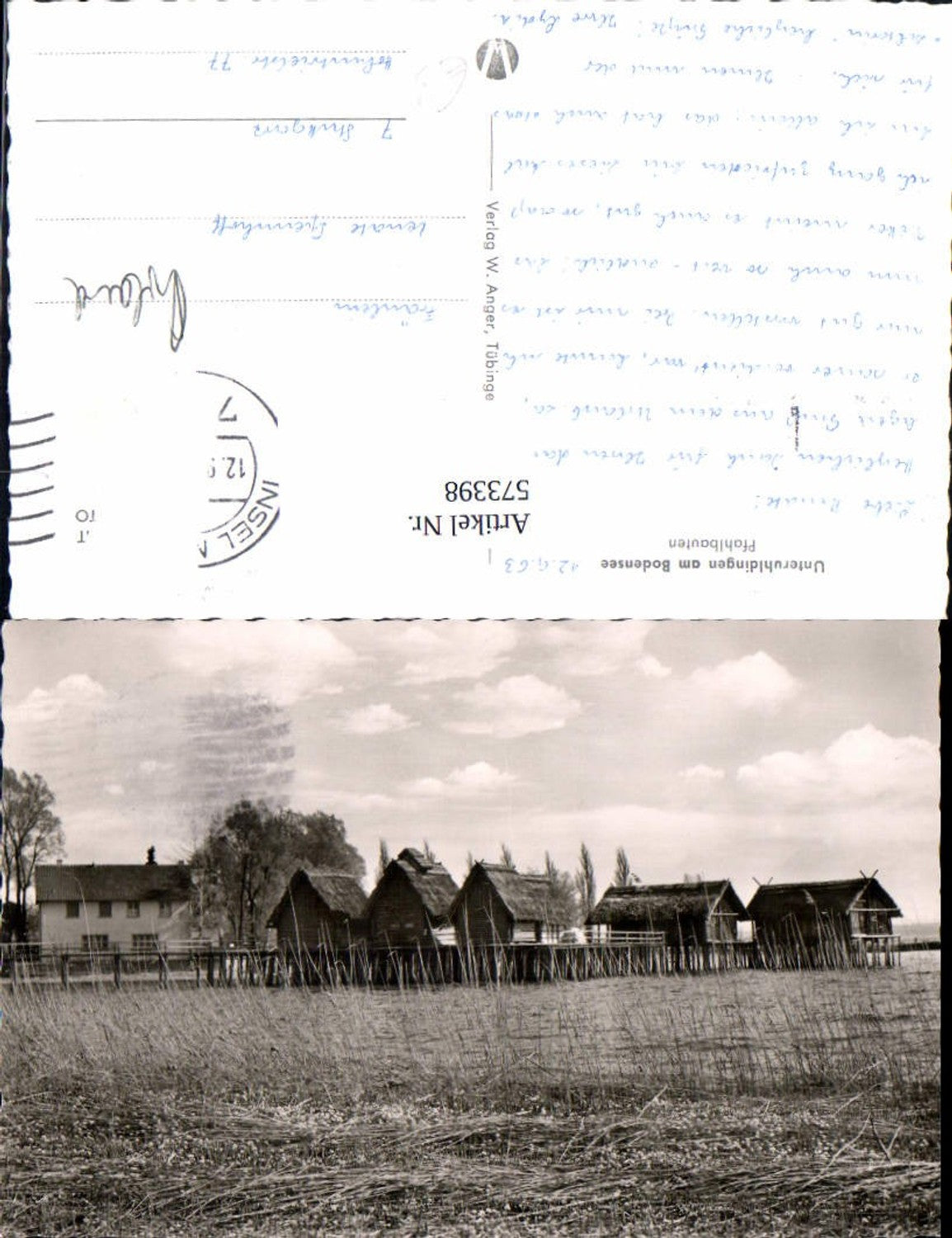 573398,Foto Ak Uhldingen-Mühlhofen a. Bodensee Pfahlbauten