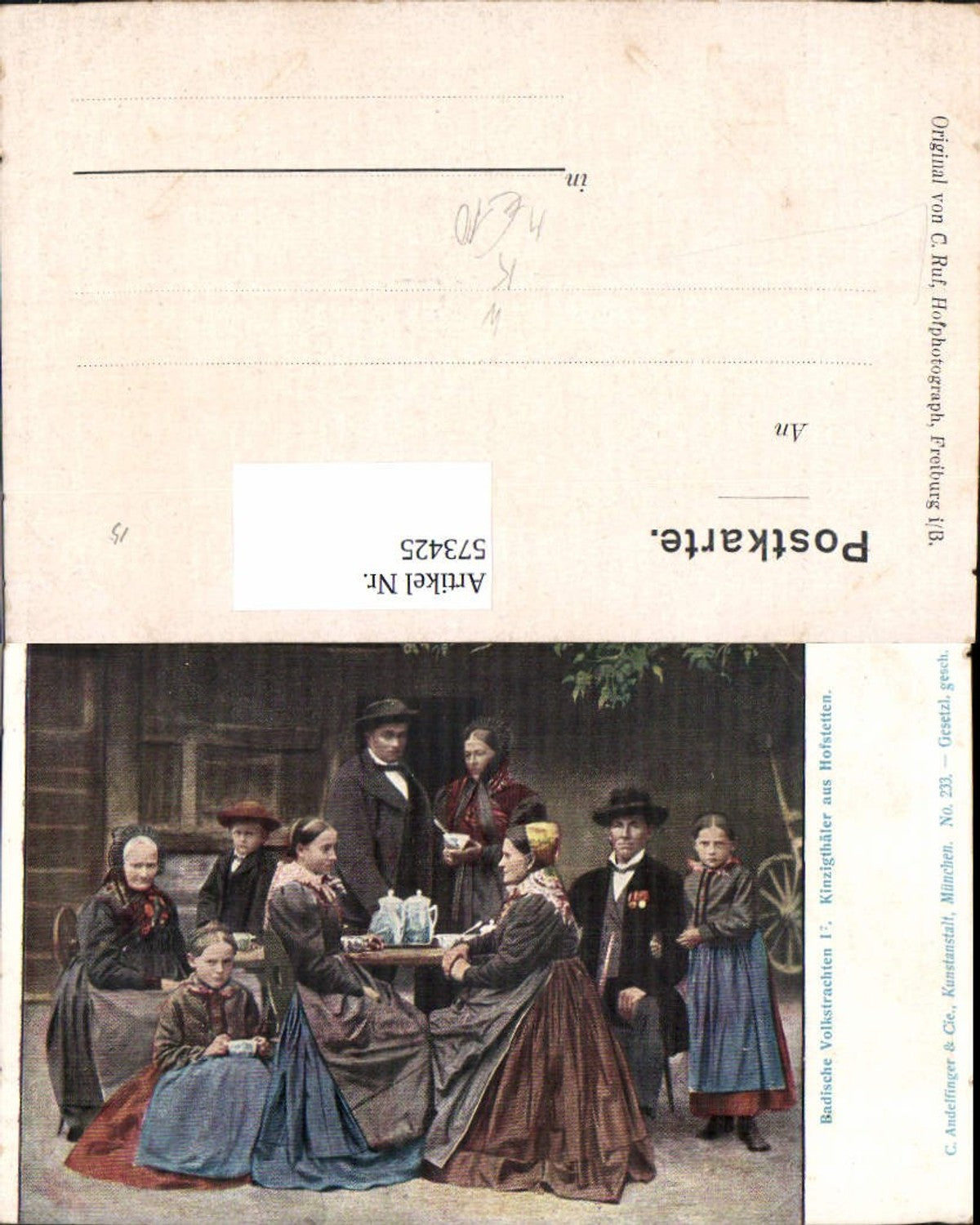 573425,Künstler Ak C. Ruf Badische Volkstrachten Kinzigthäler aus Hofstetten Tracht