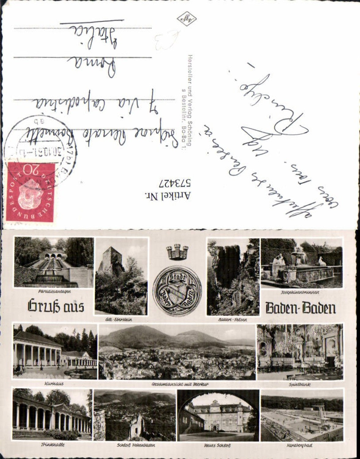 573427,Mehrbild Ak Baden-Baden Paradiesanlagen Spielbank Schloss Hohenbaden