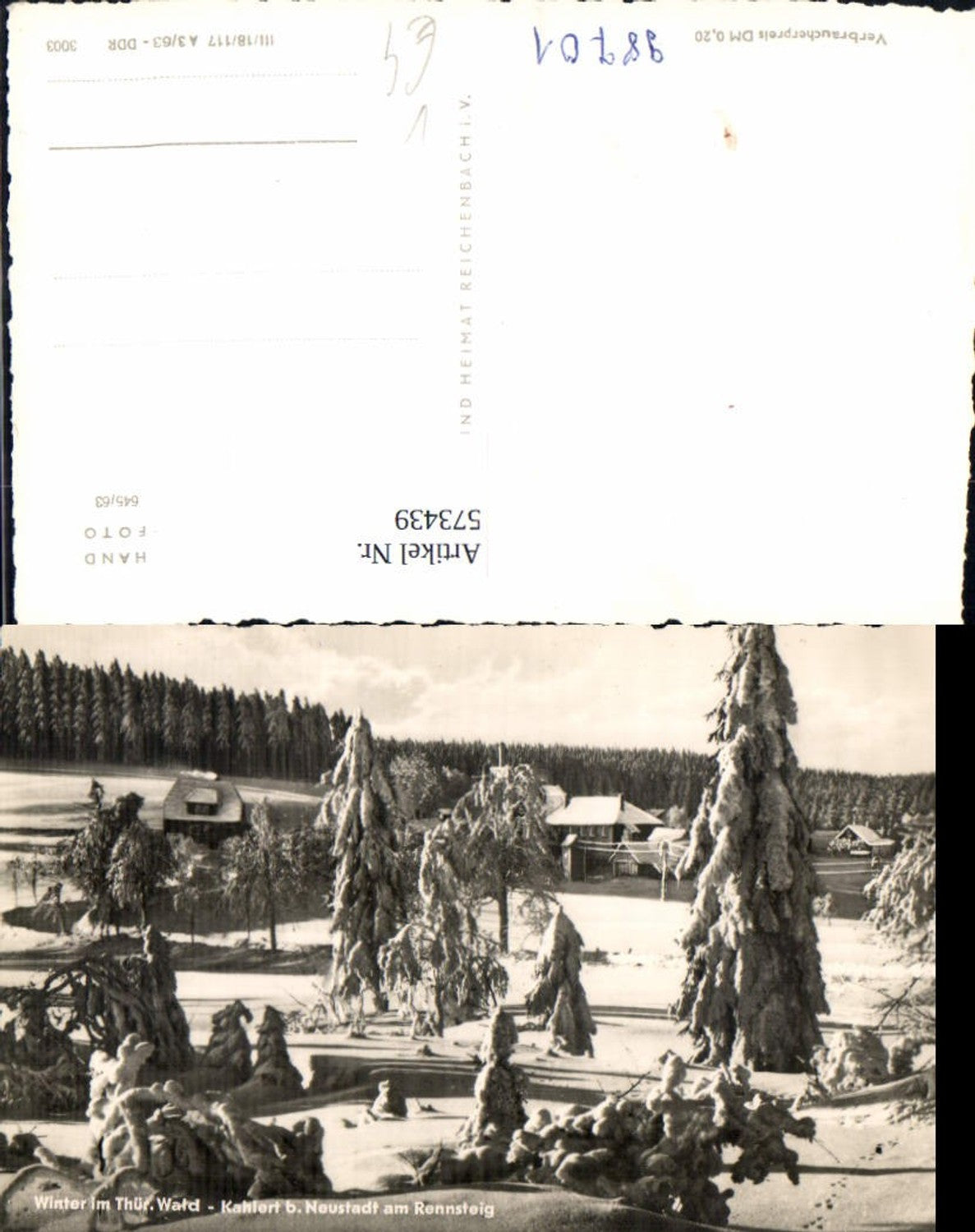 573439,Foto Ak Kahlert b. Neustadt am Rennsteig Winteransicht pub VEB
