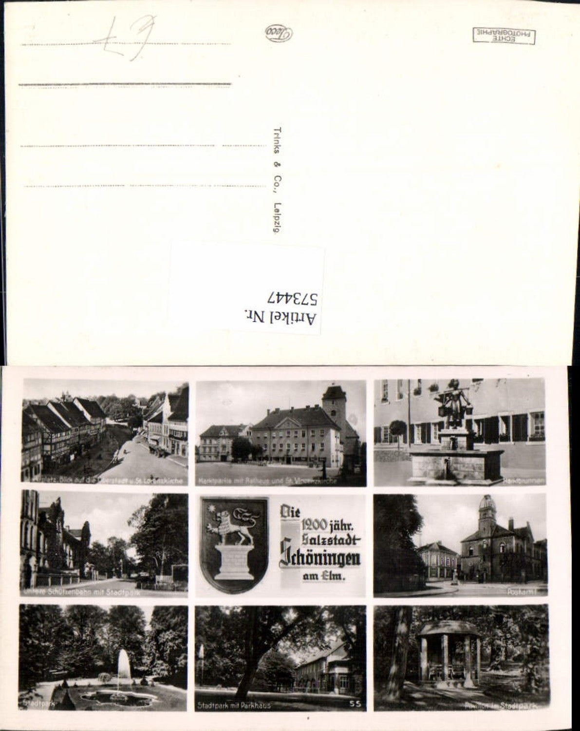 573447,Mehrbild Ak Schöningen am Elm Marktplatz Postamt Pavillon Stadtpark