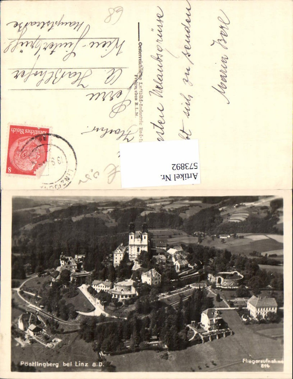 573892,tolle Fliegeraufnahme Linz an der Donau Pöstlingberg