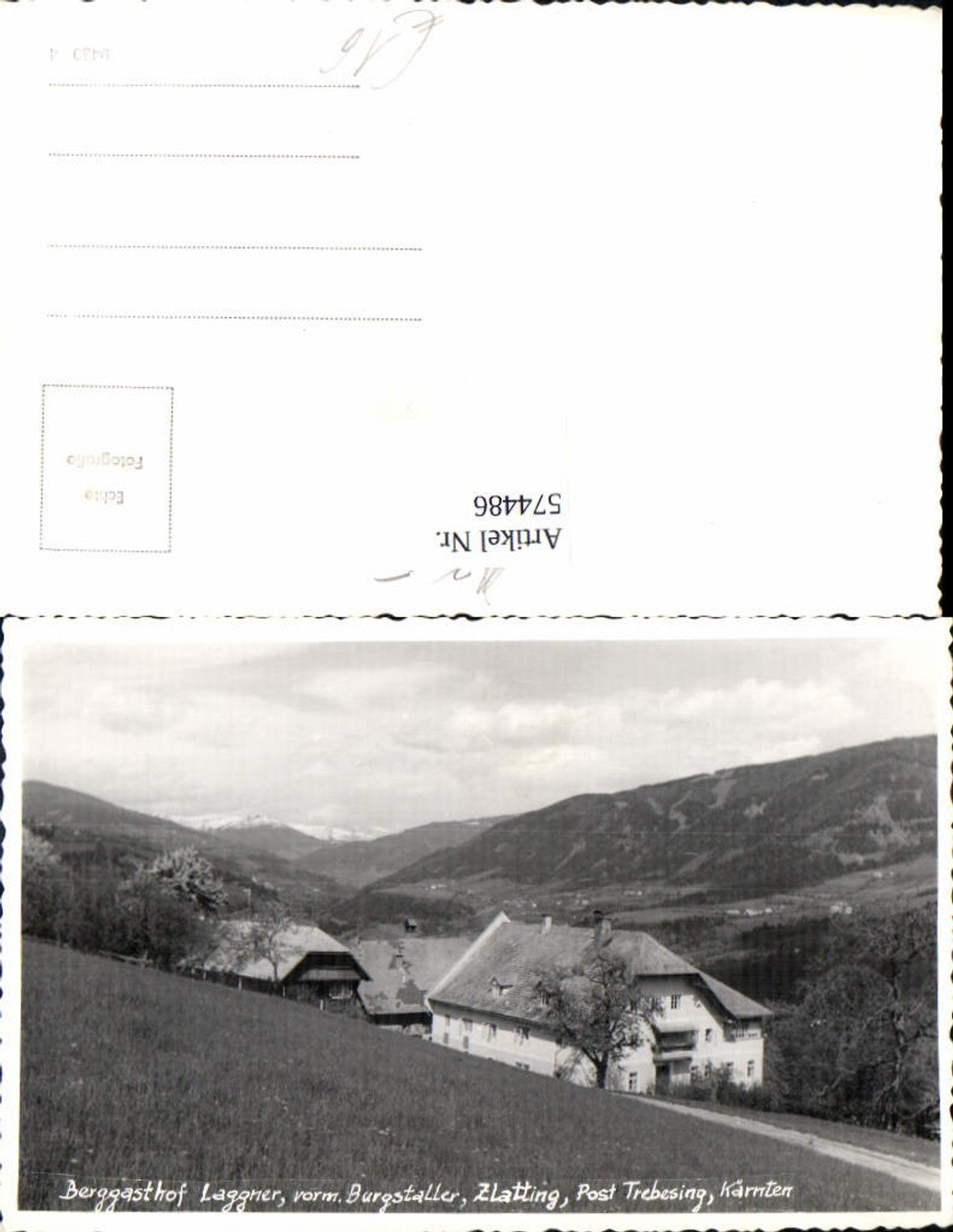 574486,Foto-AK Gasthaus Laggner Zlatting Trebesing Liesertal Spittal an der Drau