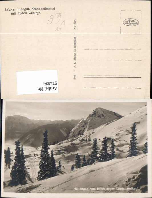 574626,Foto Ak Ebensee Kranabethsattel Höllengebirge  pub F. E. Brandt 5614