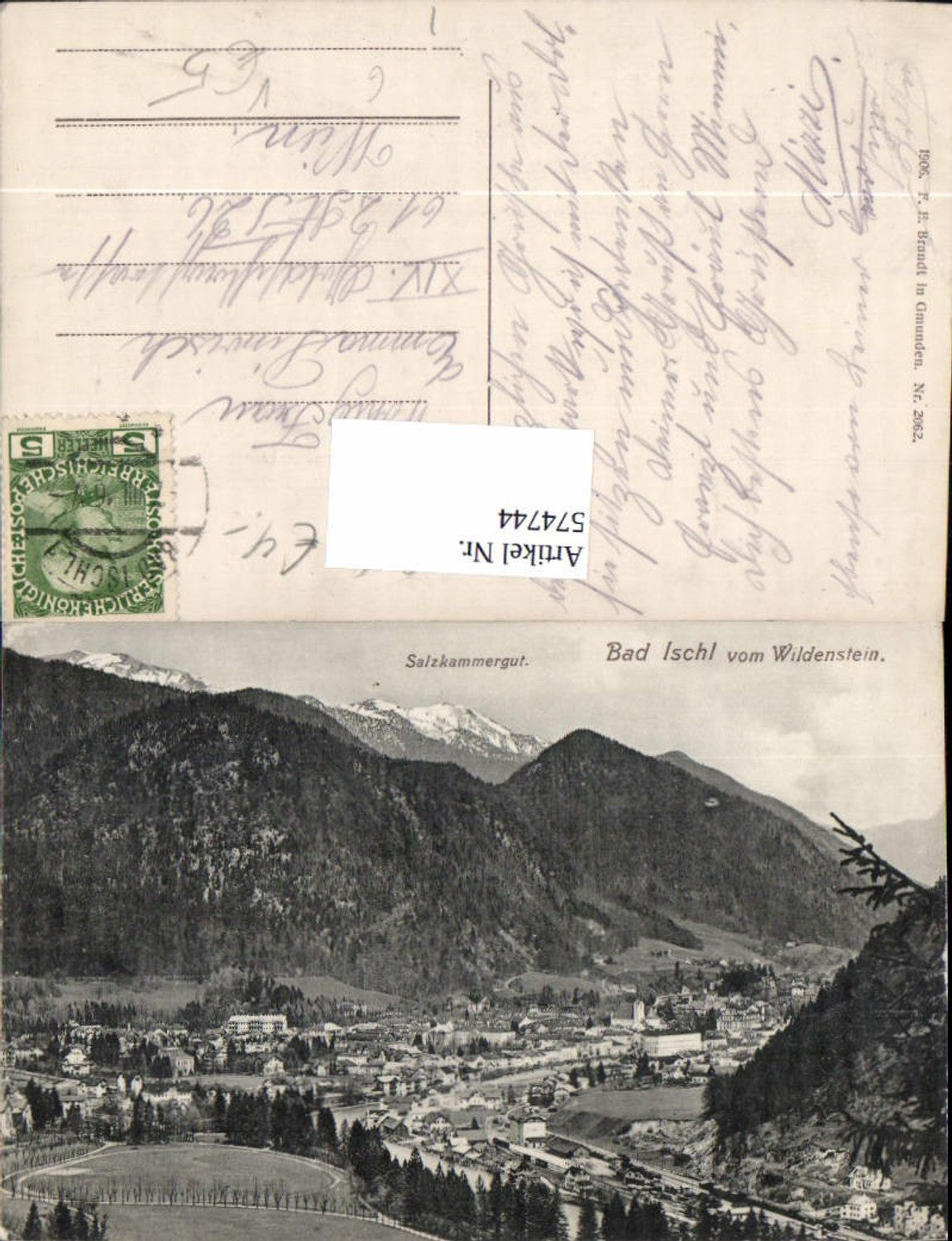 574744,Bad Ischl m. Wildenstein pub F. E. Brandt 2062