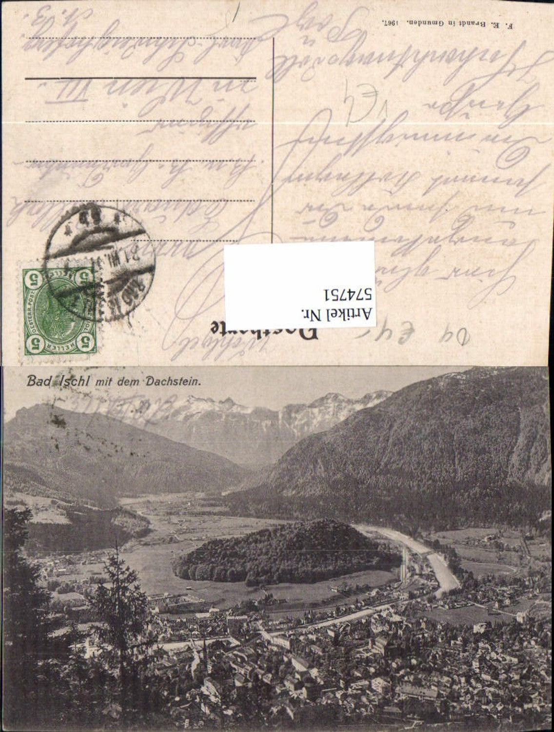 574751,Bad Ischl m. d. Dachstein pub F. E. Brandt 1967
