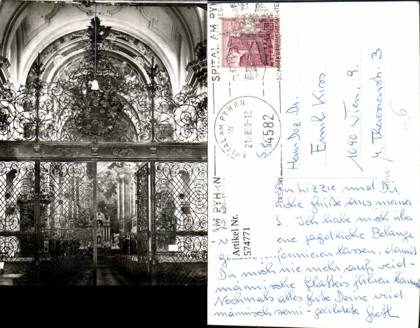 574771,Foto Ak Spital am Pyhrn Kirchengitter Kirche Innenansicht pub Leonar