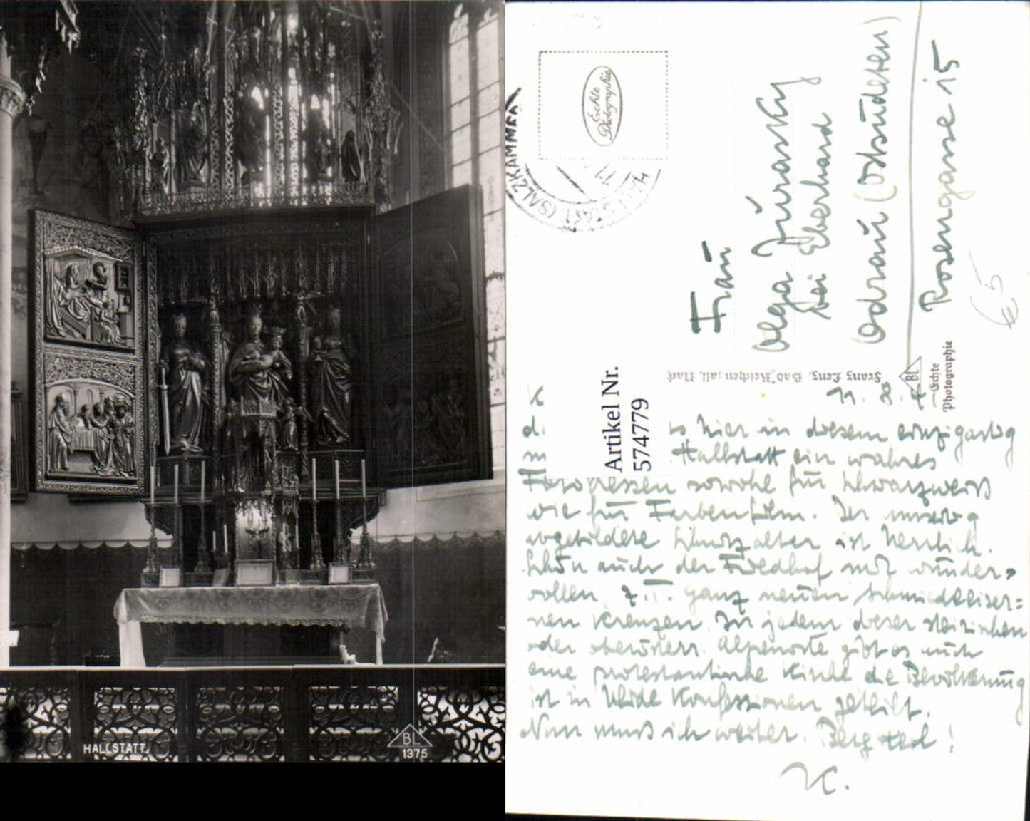 574779,Foto Ak Hallstatt Kirche Inneres Altar