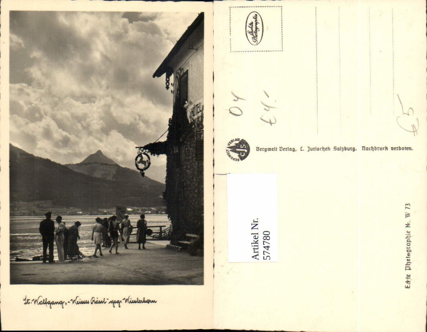 574780,Foto Ak St Wolfgang im Salzkammergut Weisses Rössl geg. Wieslerhorn