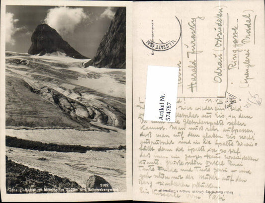 574787,Foto Ak Gosau Gosaugletscher m. Mitterspitze u. Schneebergwand