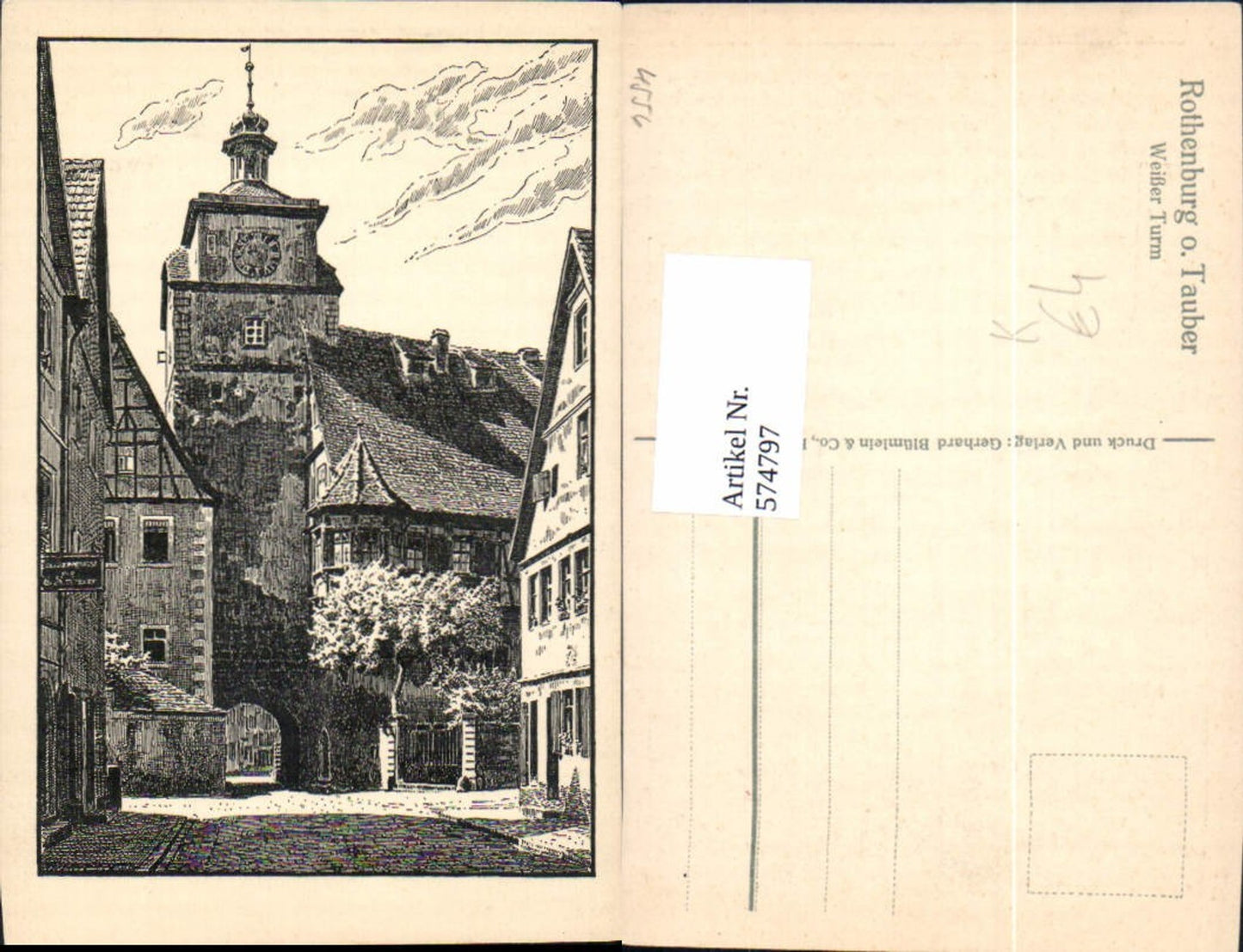 574797, Artist Ak Rothenburg ob der Tauber White Tower