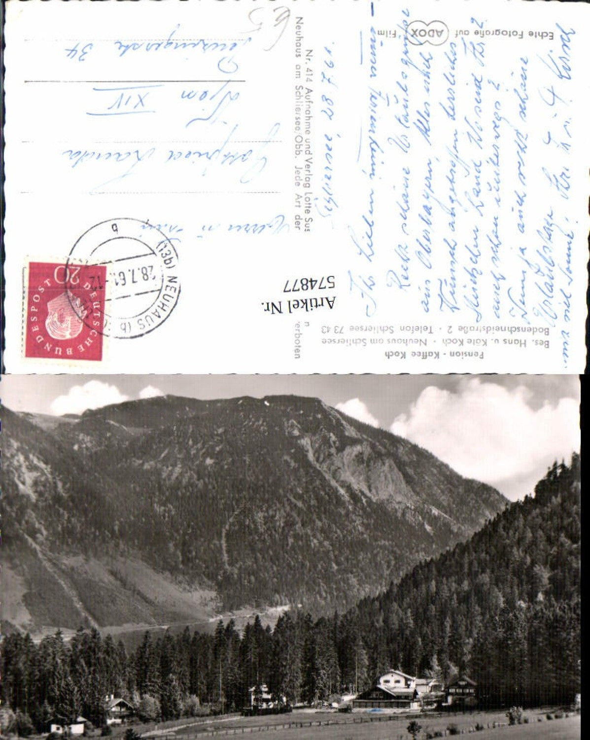 574877, Pension Kaffee Koch Hans u. Käte Neuhaus am Schliersee