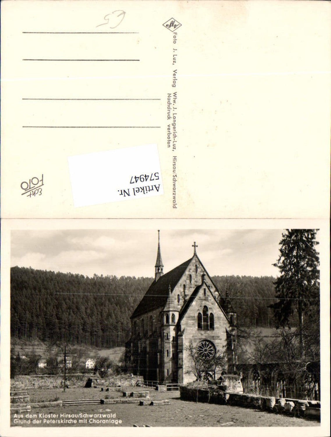 574947,Aus dem Kloster Hirsau/Schwarzwald Grund der Peterskirche mit Choranlage