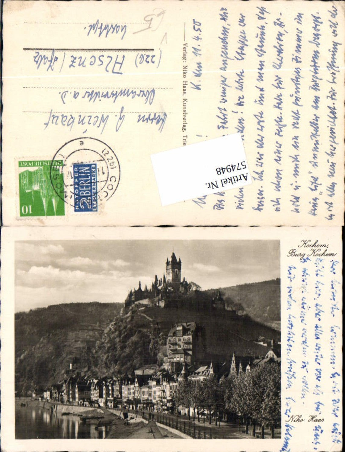 574948,Verlag Kochem Burg Kochem Cochem pub Niko Haas Nr. 362