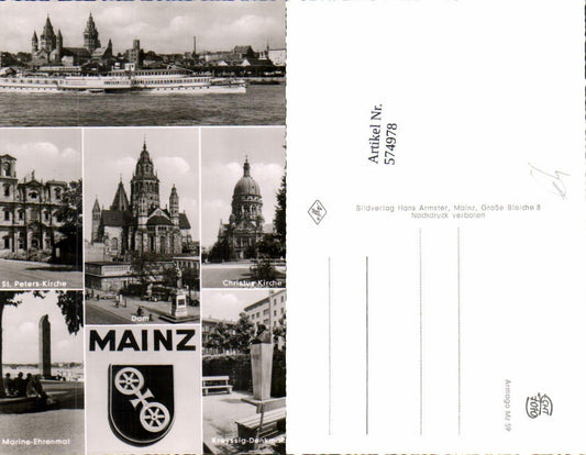 574978,Mehrbild Ak Mainz Rhein Marine-Denkmal Kreyssig Denkmal Dom