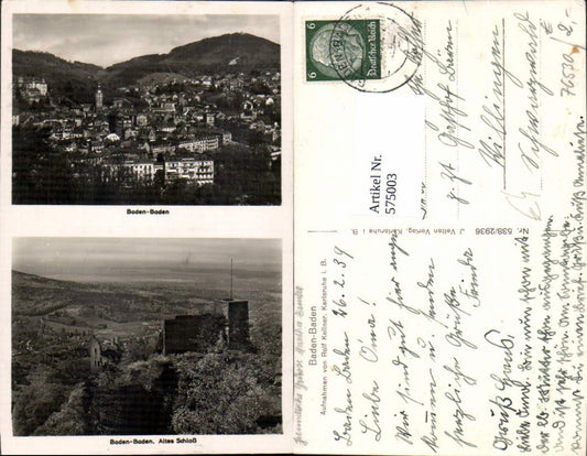 575003,Multi-image postcard Baden-Baden Old Castle