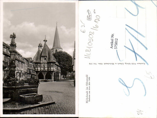 575012,Foto Ak Michelstadt i. Odenwald Rathaus Brunnen