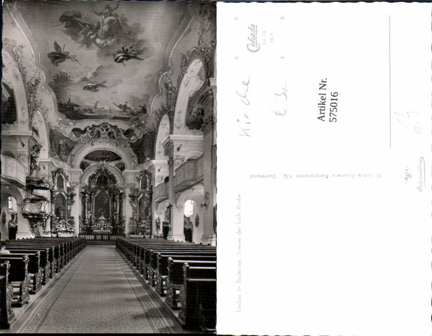 575016, Photo Ak Lindau on Lake Constance Interior of the Catholic Church Altar