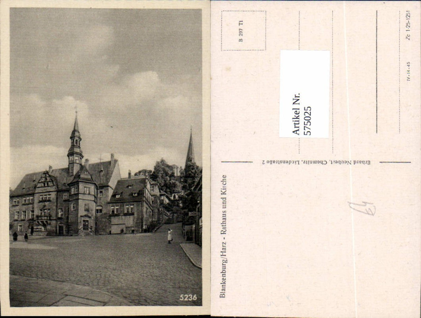 575025,Blankenburg Harz Rathaus u. Kirche