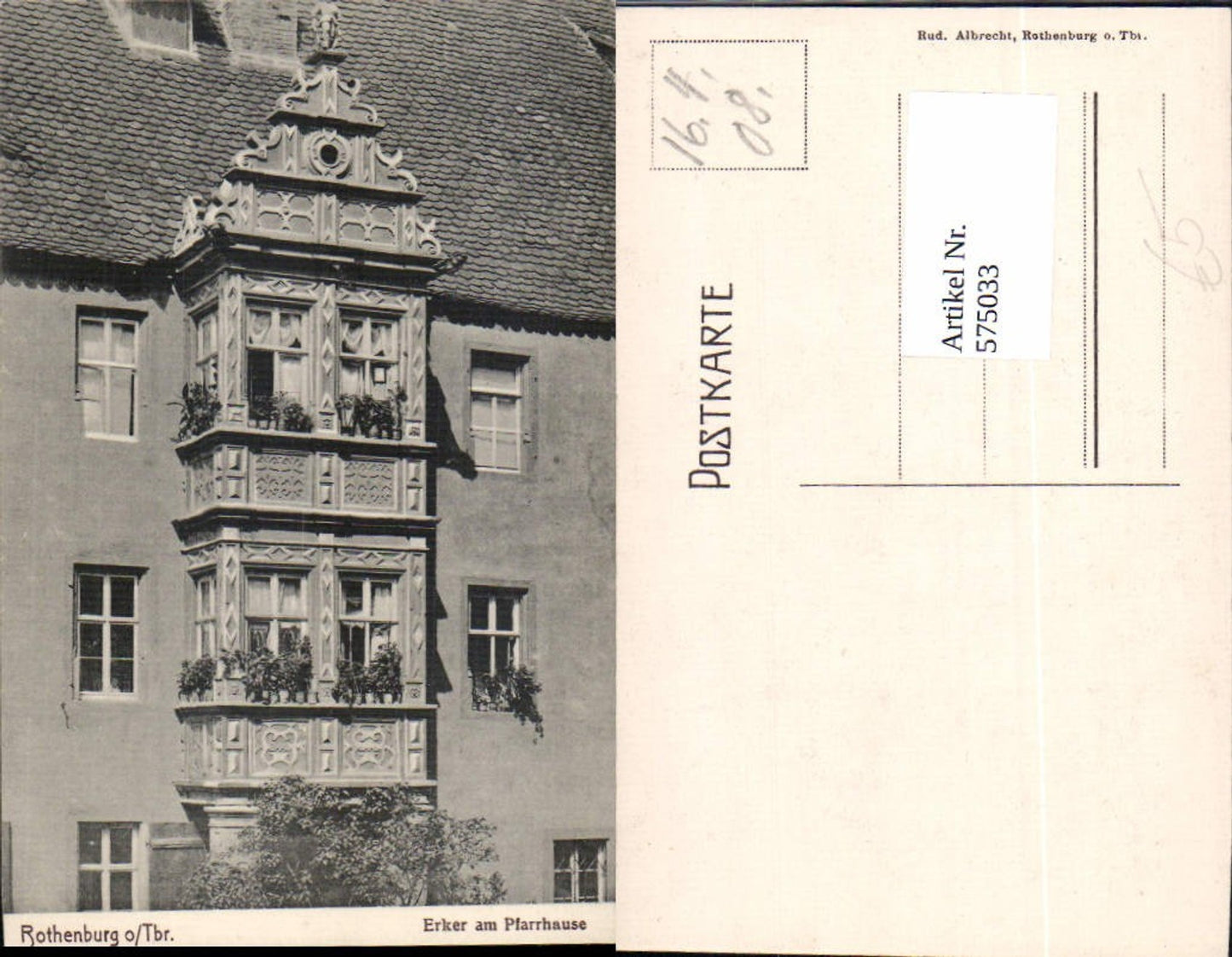 575033, Rothenburg ob der Tauber, oriel window at the rectory