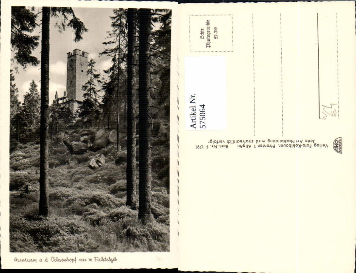 575064, Photo Ak Bischofsgrün Asenturm ad Ochsenkopf Fichtelgebirge