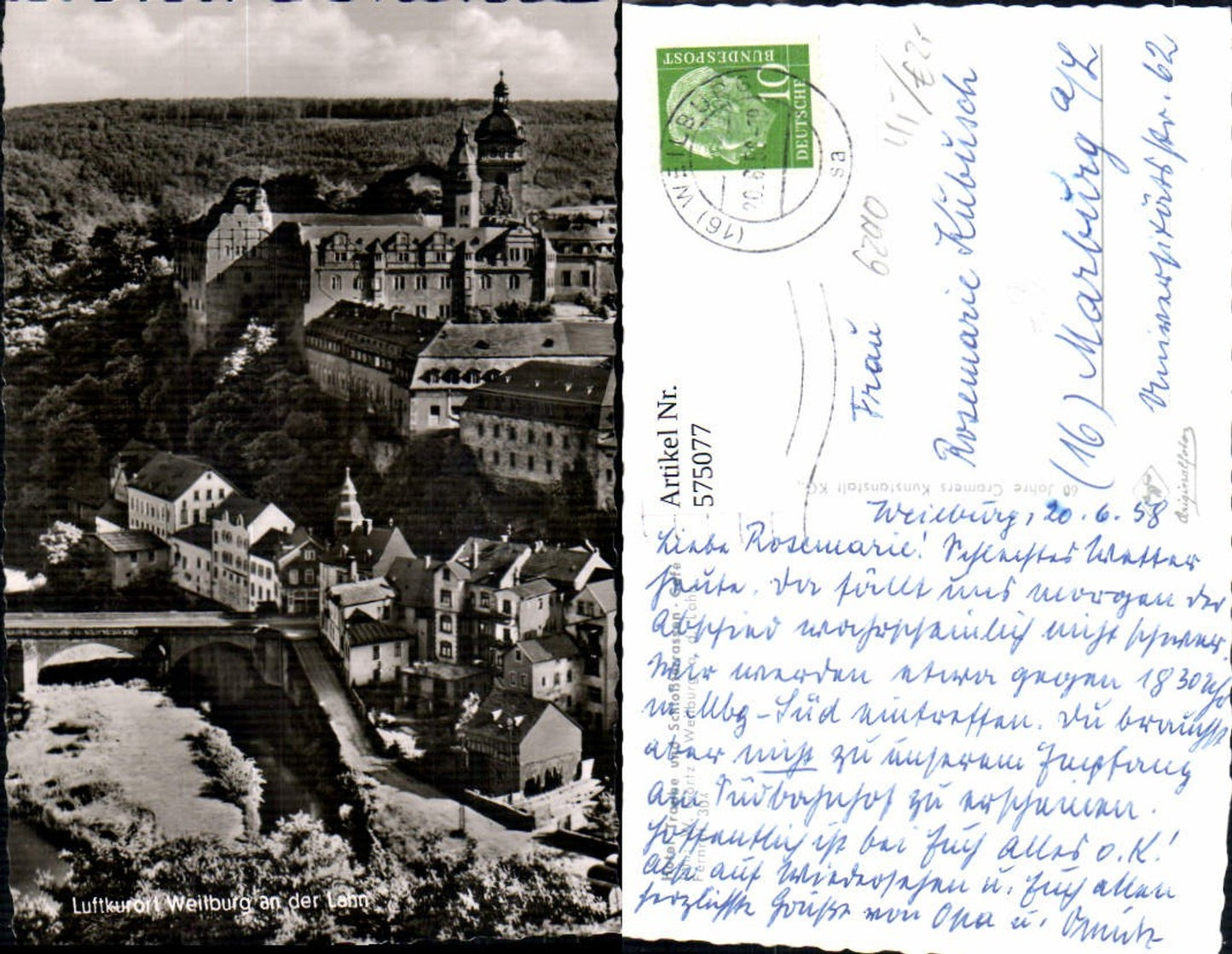 575077,Foto Ak Weilburg Lahn Ansicht m. Brücke Schloss