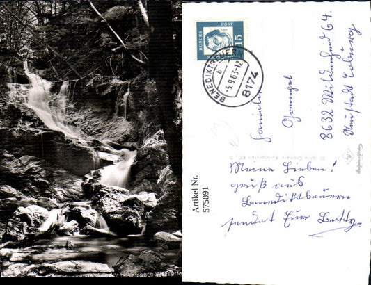 575091, Photo Ak Lainbachfall Waterfall Kochel am See Benediktbeuern