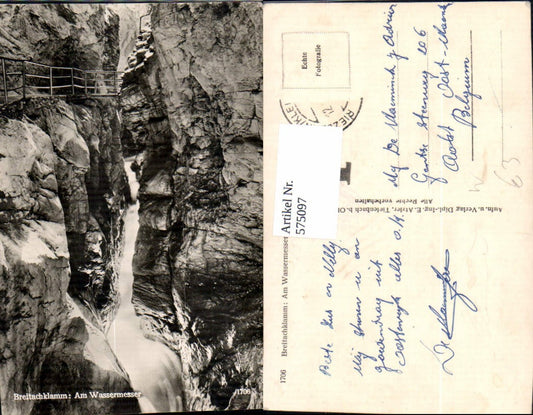 575097, Photo Ak Oberstdorf Breitachklamm At the water meter waterfall