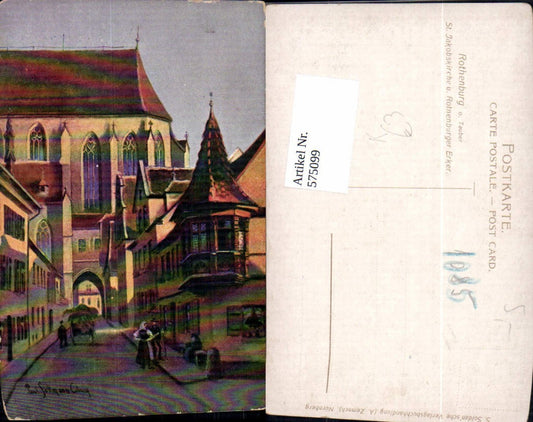 575099, Artist Paul Sollmann Rothenburg ob der Tauber St. Jakob's Church and Rothenburg oriel window