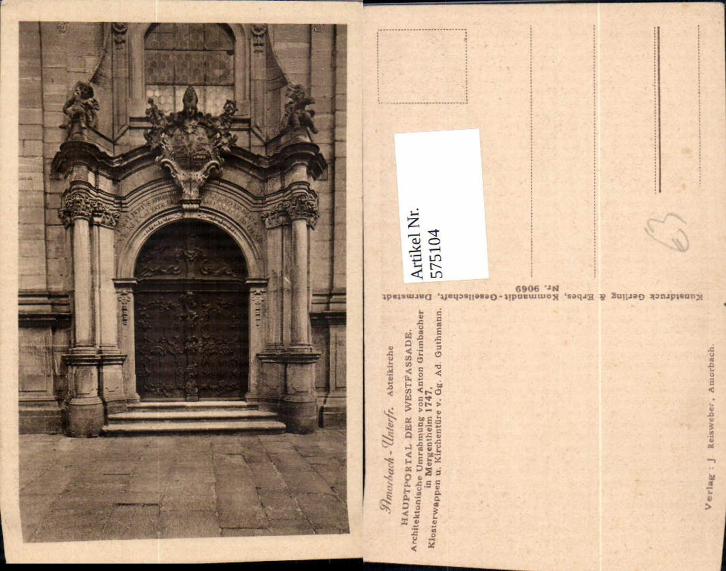 575104, Amorbach Abbey Church Monastery Main Portal of the West Facade