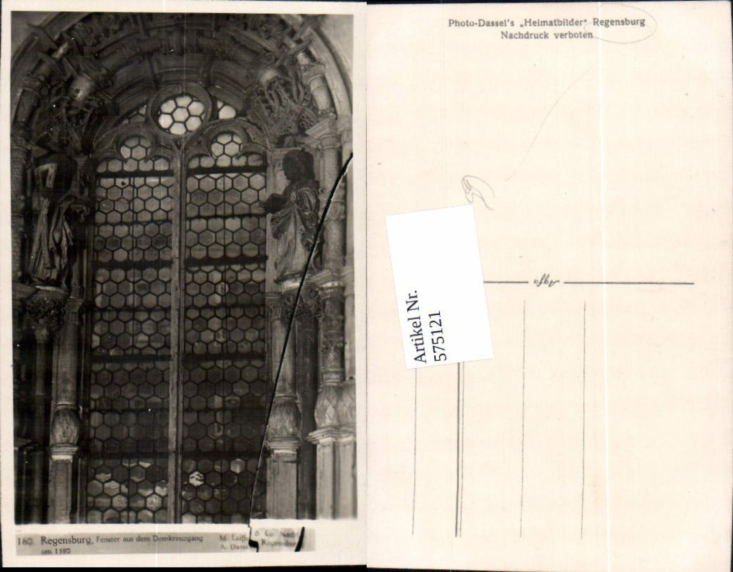 575121, Photo Ak Regensburg Window from the Cathedral Cloister
