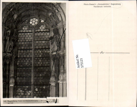 575121, Photo Ak Regensburg Window from the Cathedral Cloister