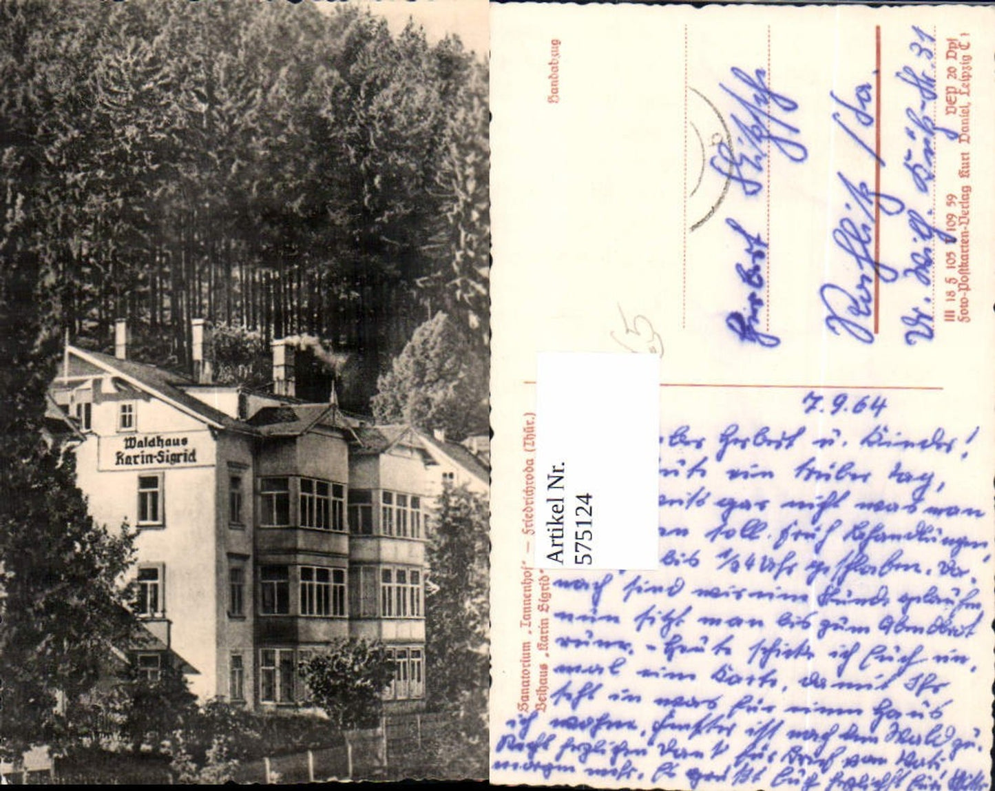 575124, Photo Ak Sanatorium Tannenhof Friedrichroda View of the annex Waldhaus Karin-Sigrid
