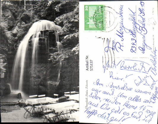 575137,Foto Ak Amselfall b. Lohmen Wasserfall Sächsische Schweiz