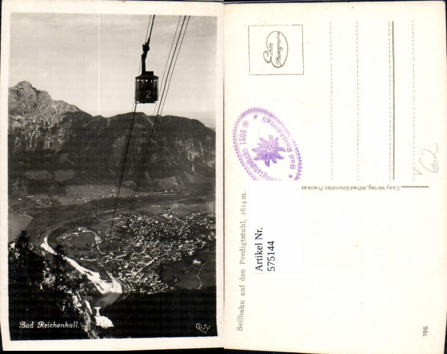 575144, Photo Ak Bad Reichenhall cable car to the Predigtstuhl gondola pub Cosy 196